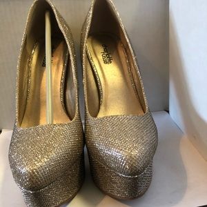 Charlotte Russe Champagne Glitter Mesh Heels